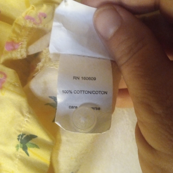 Public Art Yellow Flamingo Palm Tree Print Button Front Camp Shirt Cotton Sz XL - Picture 9 of 9